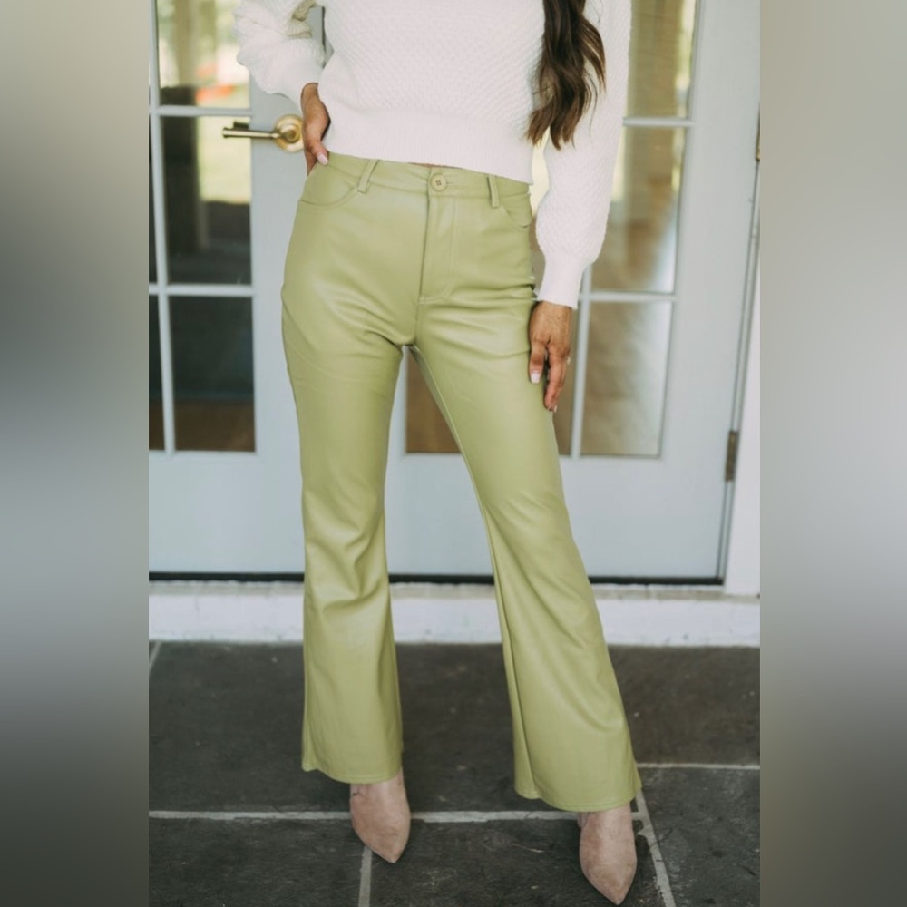 Le Lis faux leather green pants